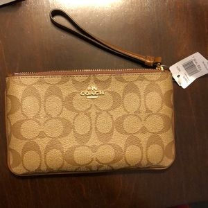 Coach Large Wristlet Signature (IM/Khaki/Saddle 2)